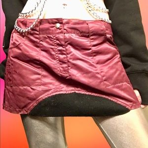 Vintage LIP SERVICE Maroon & Black Mini Skirt Sz M
